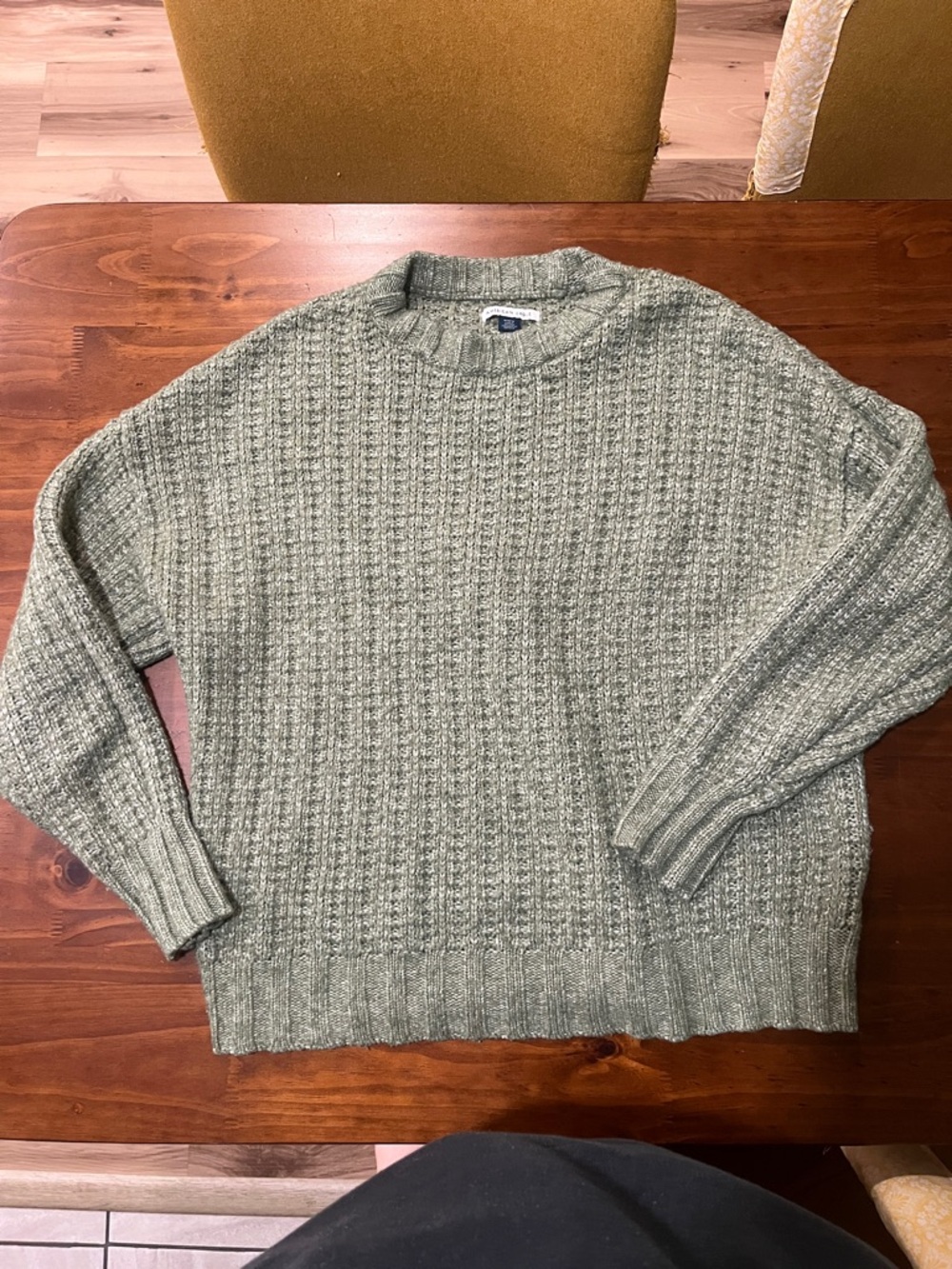 American Eagle Outfitters Sage Green Crewneck Cable Knit Sweater